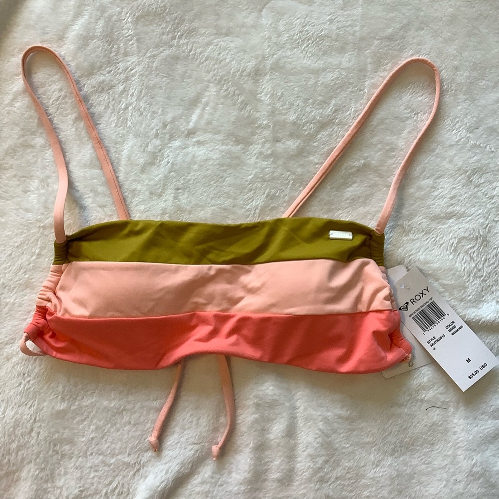 Roxy Women’s Multicolor Swim Bikini Top - Olive, Peach, Coral